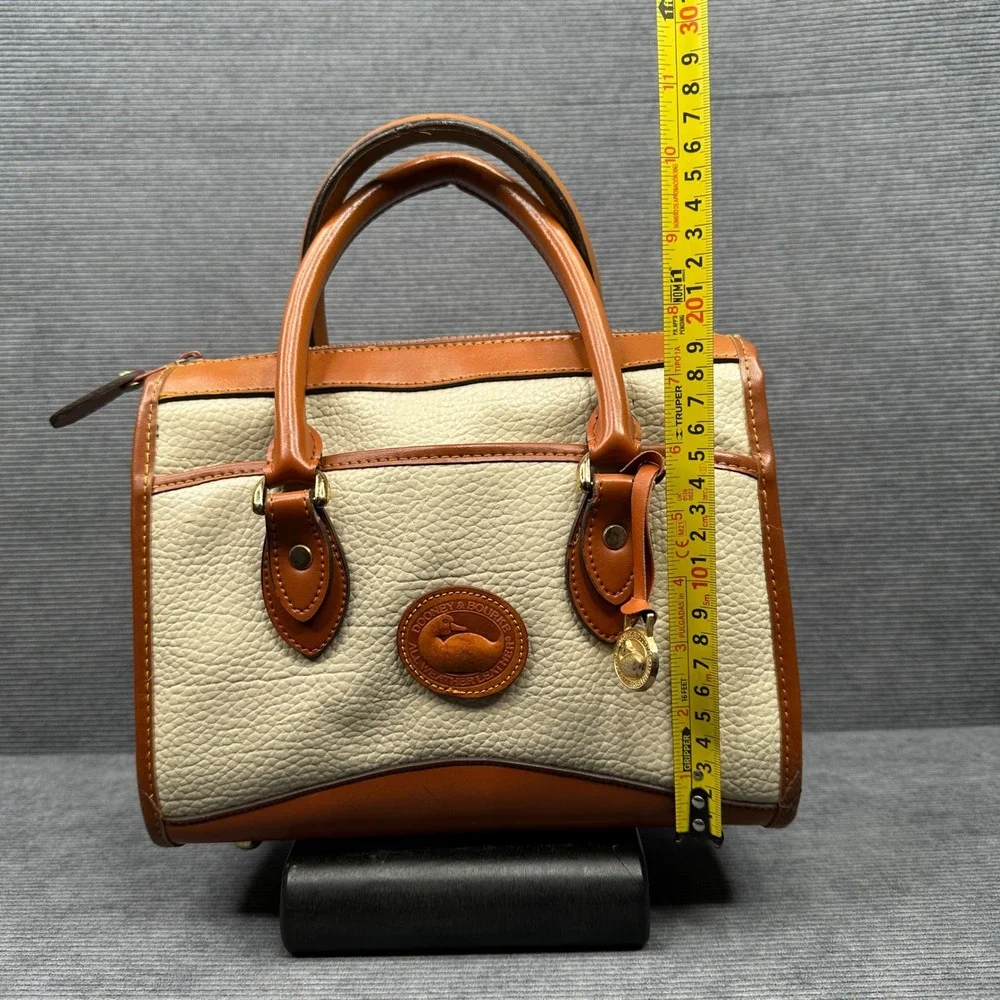 Dooney & Bourke Vintage All Weather Leather Satchel Cream Tan Doctor Bag Handbag